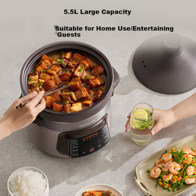 Електрична тушкована каструля Joyoung Quick-Stew, електрична глиняна каструля для тушкування, фіолетовий глиняний горщик, тушкована каструля «Пташине гніздо» для каші, багатофункціональна каструля великої місткості з функцією резервування та підтримки теп - изображение 5