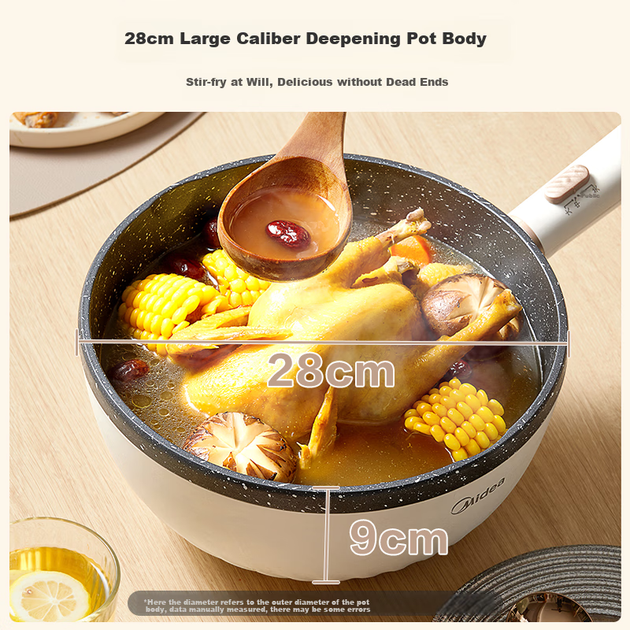 Midea Electric Wok, електрична плита, електрична пароварка, побутова електрична гаряча каструля, електрична каструля для приготування їжі, багатофункціональна невелика електрична каструля об'ємом 4 л для смаження, тушкування, приготування локшини, універс - изображение 4