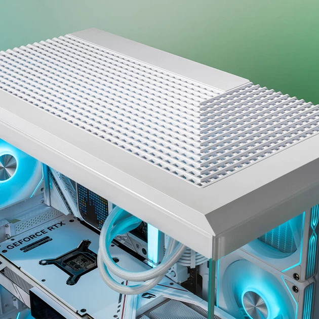 Корпус для ігрового настільного комп'ютера Aigo Starry Sky White ATX з подвійним водяним охолодженням 360 мм, 9,6-дюймовим HD-екраном, панорамним оглядом 270° та відеокартою 5090 - Фото 7 Корпус для ігрового настільного комп'ютера Aigo Starry Sky White ATX з подвійним водяним охолодженням 360 мм, 9,6-дюймовим HD-екраном, панорамним оглядом 270° та відеокартою 5090 - изображение 7
