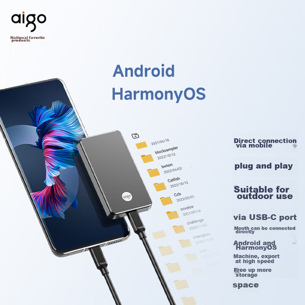 SSD диск Aigo P1 500GB USB 3.2 Gen 2x2 Type-C External Grey - изображение 4