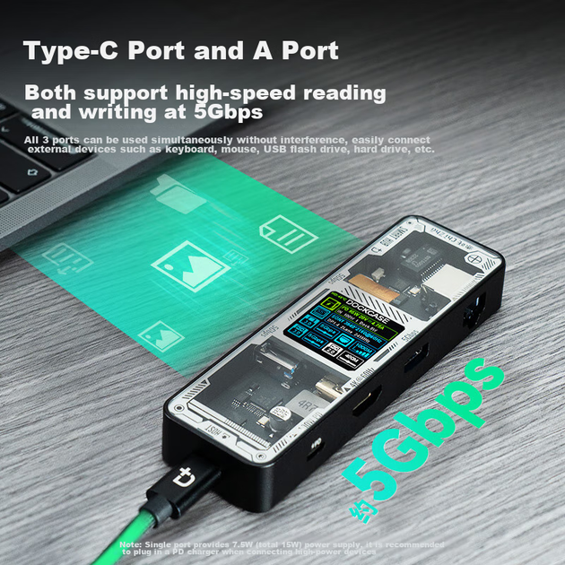 Багатопортовий концентратор DOCKCASE з розширювальною док-станцією Type-C, порт Gigabit Ethernet, дзеркальне відображення екрана HDMI 4K60Hz, сумісний з ноутбуками Apple та адаптером для iPad, розширювальна док-станція для настільних комп'ютерів - Фото 9 Багатопортовий концентратор DOCKCASE з розширювальною док-станцією Type-C, порт Gigabit Ethernet, дзеркальне відображення екрана HDMI 4K60Hz, сумісний з ноутбуками Apple та адаптером для iPad, розширювальна док-станція для настільних комп'ютерів - зображення 9