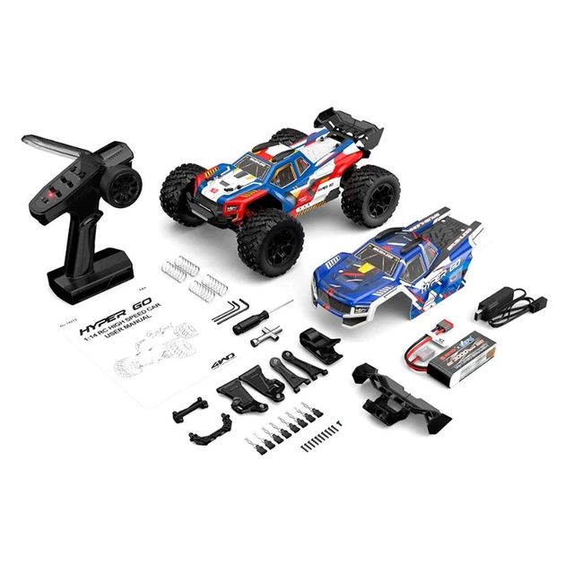 Радиоуправляемая машинка MJX Hyper Go 14212 RTR 4WD 1:14 бесколлекторный монстр-трак с двумя кузовами (до 65 км/ч) - изображение 4