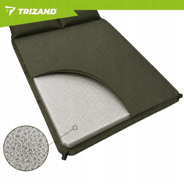 Двухместный самонадувающийся туристический коврик (матрас) Trizand 186 x 130 x 3 см саморазлагаемое с пеной 19D и чехлом (28010) - изображение 7