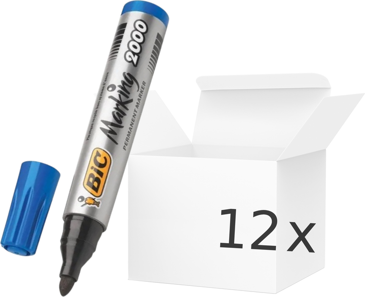 Набор маркеров перманентных BIC 2000 ECO 1.7 мм Синий 12 шт (3086122000064) - Фото 1 Набор маркеров перманентных BIC 2000 ECO 1.7 мм Синий 12 шт (3086122000064) - изображение 1