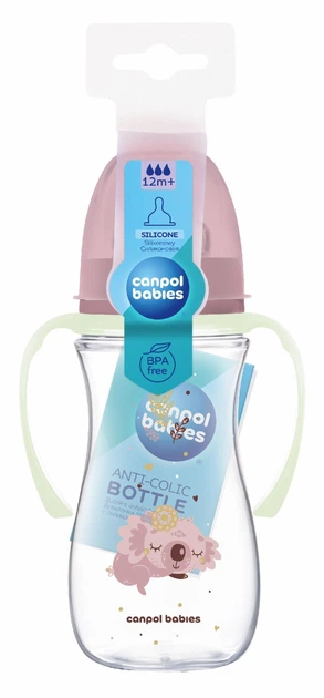 Пляшка антиколікова з широким отвором 300 мл Easystart Sleepy Koala Canpol babies - рожева - изображение 3