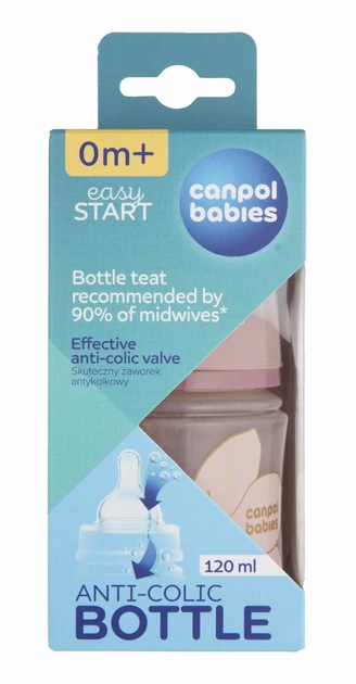 Пляшка антиколікова з широким отвором 120 мл Easystart GOLD Canpol babies - рожева - зображення 3