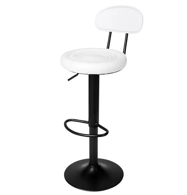 Стул для визажиста, бровиста, барный со спинкой белый - Фото 1 Стул для визажиста, бровиста, барный со спинкой белый - изображение 1