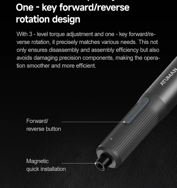 Набір електрична викрутка з насадками Xiaomi DUKA Atuman E3 Electric Screwdriver Kit 95 in 1 - зображення 11