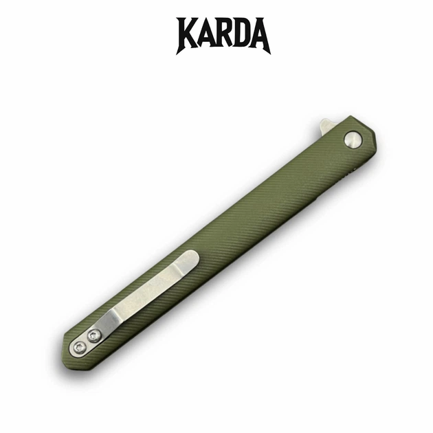 Ніж складний KARDA SPARK J097 army green handle drop blade - Фото 4 Ніж складний KARDA SPARK J097 army green handle drop blade - изображение 4