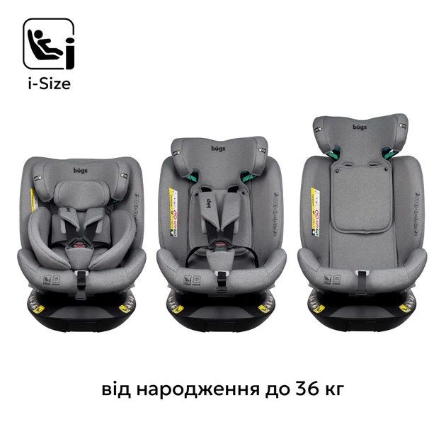 Автокресло Bugs Axis 360 Cloud Grey группа от 0 до 36 кг (4823056520034) - Фото 11 Автокресло Bugs Axis 360 Cloud Grey группа от 0 до 36 кг (4823056520034) - изображение 11
