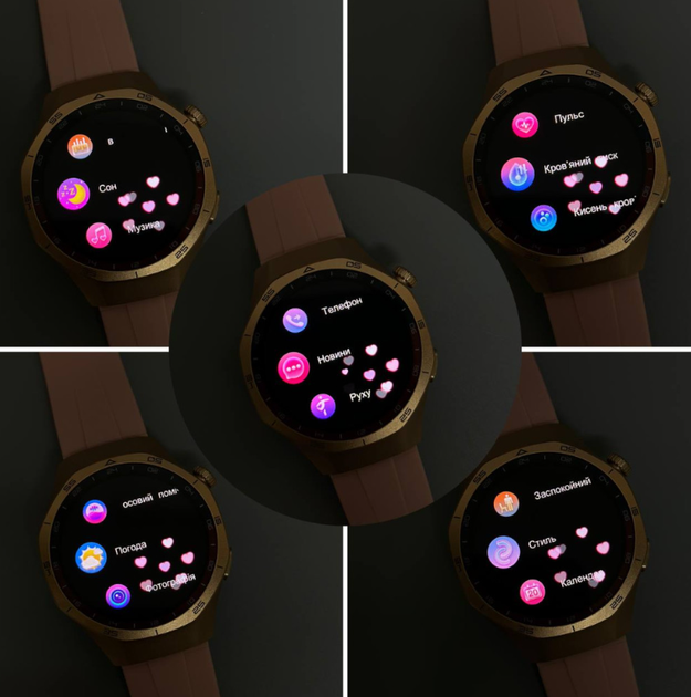Смарт-годинник Kalobee Amerika SK8 Mini AMOLED IP67 з 3 ремінцями Золото - зображення 5