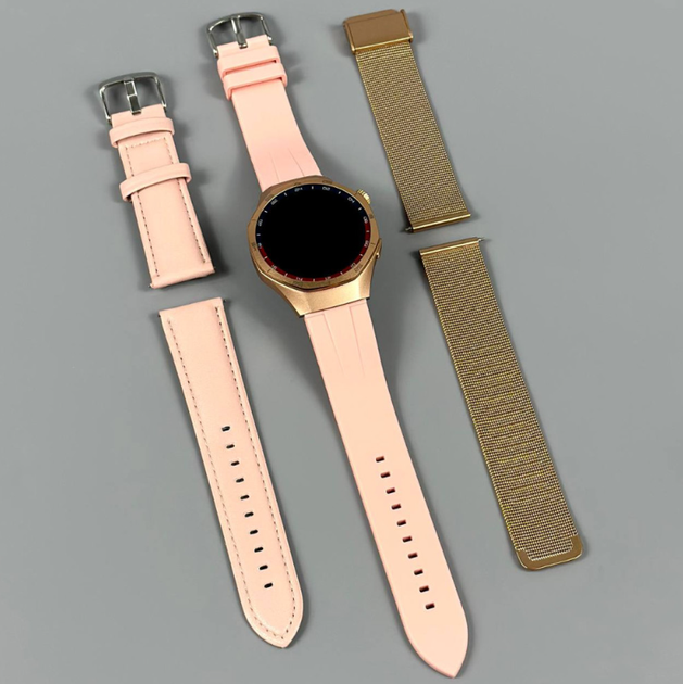 Смарт-годинник Kalobee Amerika SK8 Mini AMOLED IP67 з 3 ремінцями Золото - зображення 6