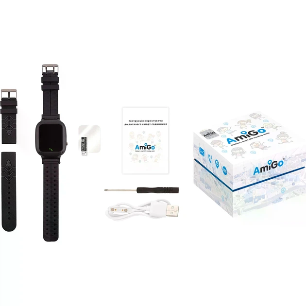 Дитячий смарт-годинник AmiGo GO004 Splashproof Camera+LED Black - Фото 6 Дитячий смарт-годинник AmiGo GO004 Splashproof Camera+LED Black - зображення 6