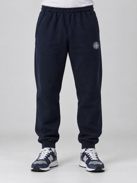 Зимние теплые мужские спортивные штаны синие с начесом Stone Island с манжетами (449727) L - Фото 1 Зимние теплые мужские спортивные штаны синие с начесом Stone Island с манжетами (449727) L - изображение 1