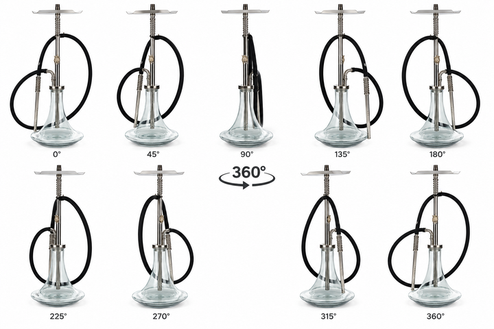 Кальян Trumpet Hookah из нержавеющей стали серебристый 60см с дизайнерским клапаном продувки на уплотнителе - изображение 6
