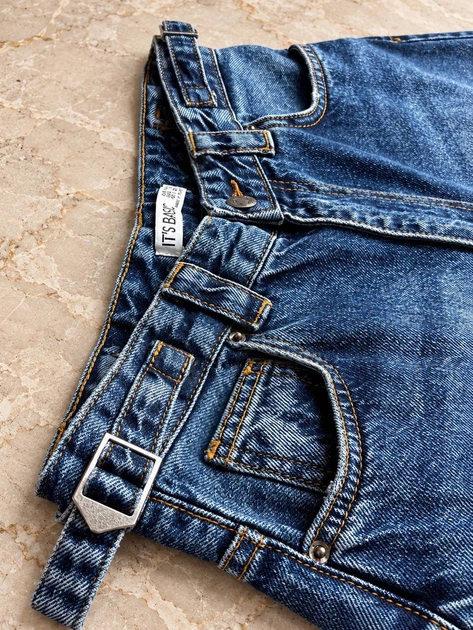 Джинсы женские It’s Basic 2961-2W6-5 Wide Leg baggy jeans с регулировкой пояса 42 синие - изображение 5
