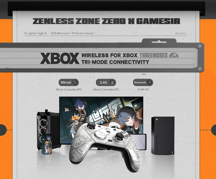Геймпад GameSir G7 Pro Zenless Zone Zero Edition для Xbox, ПК, Android, беспроводной 2.4G, Bluetooth 5.3, TMR стики, Hall Effect - изображение 4