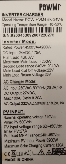 Гибридный инвертор PowMr POW-HVM4.5K-24V-E - изображение 6