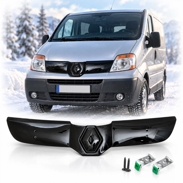 Зимова накладка AutoElement на решітку Renault Trafic 2001-2006, глянсова, 1 шт. (095500) - Фото 1 Зимова накладка AutoElement на решітку Renault Trafic 2001-2006, глянсова, 1 шт. (095500) - зображення 1
