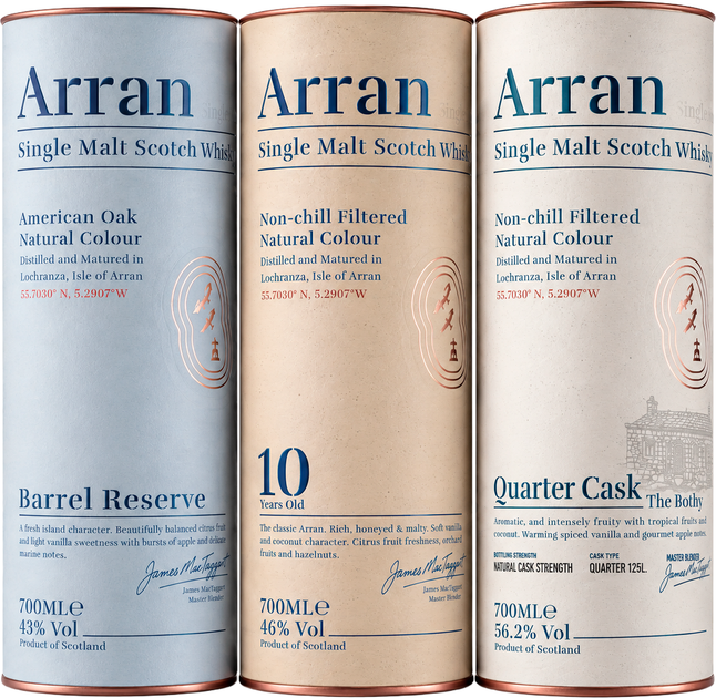 Набор виски Arran Barrel Reserve 0.7 л 43% + Arran 10yo 0.7 л 46% + Arran Quarter Cask 0.7 л 56.2% (1021244284116) - Фото 1 Набор виски Arran Barrel Reserve 0.7 л 43% + Arran 10yo 0.7 л 46% + Arran Quarter Cask 0.7 л 56.2% (1021244284116) - изображение 1