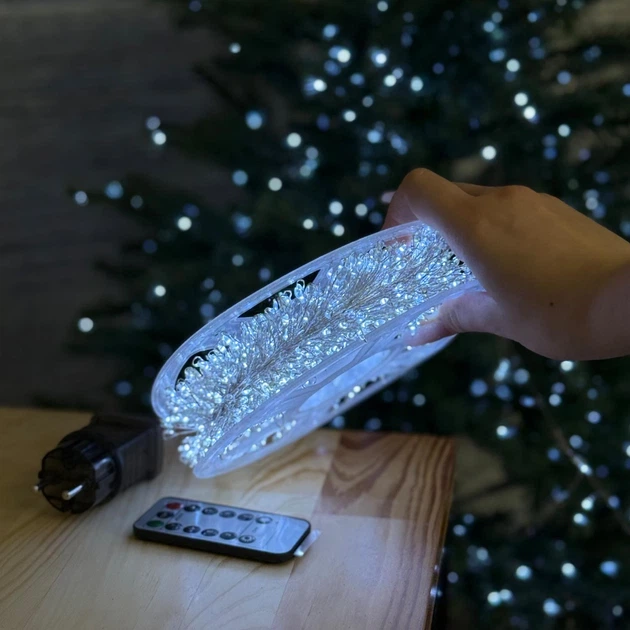 Гирлянда Мишура 100 м 3000 LED от розетки хвойная лапа на елку холодный цвет прозрачный провод - Фото 2 Гирлянда Мишура 100 м 3000 LED от розетки хвойная лапа на елку холодный цвет прозрачный провод - изображение 2