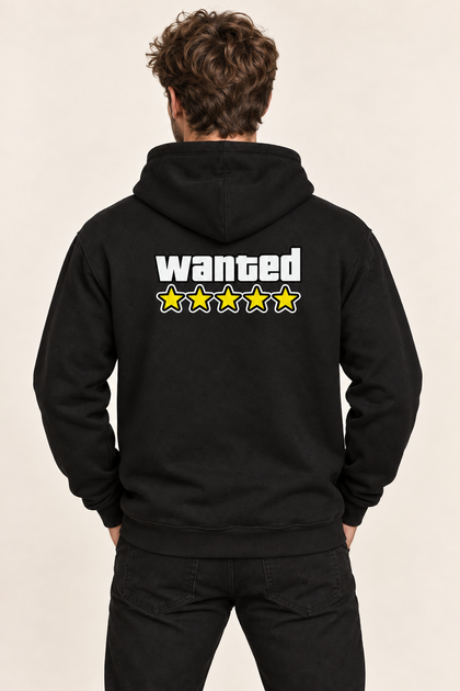 Худі унісекс GTA WANTED з п'ятьма зірками, принт спереду та ззаду, на флісі, Чорний, XXL - Фото 2 Худі унісекс GTA WANTED з п'ятьма зірками, принт спереду та ззаду, на флісі, Чорний, XXL - изображение 2