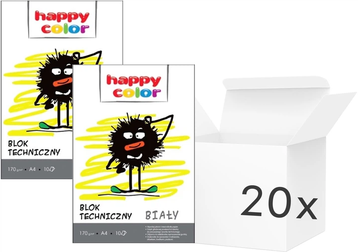 Zestaw bloków technicznych Happy Color A4 10 arkuszy Biały 20 szt (5905130106453) - Zdjęcie 1 Zestaw bloków technicznych Happy Color A4 10 arkuszy Biały 20 szt (5905130106453) - obraz 1