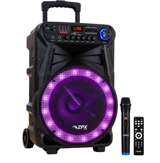 Акустическая система ZPX портативная 12 дюймов Bluetooth TWS с аккумулятором караоке беспроводным микрофоном LED подсветкой - изображение 6