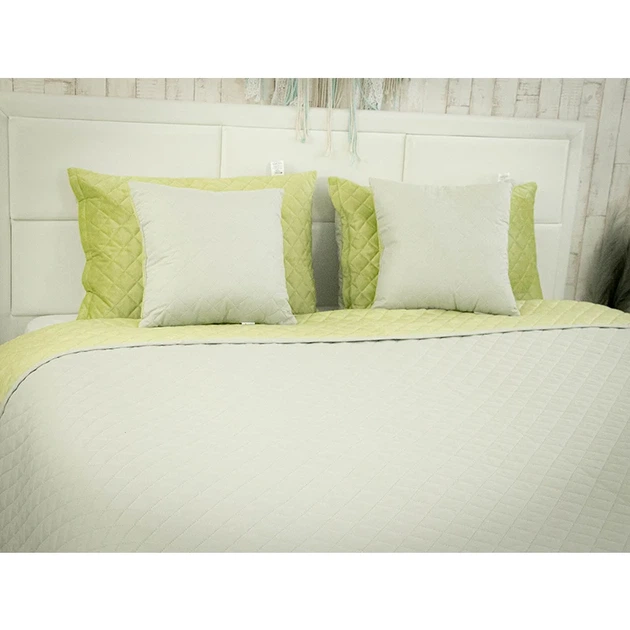 Двустороннее покрывало Руно Velour Olive Green ромб 180х220 см оливковое - изображение 8