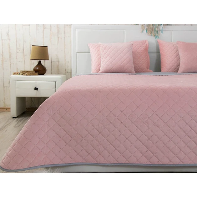Двустороннее покрывало Руно Velour Pink and Grey ромб 180х220 см розово-серое - Фото 3 Двустороннее покрывало Руно Velour Pink and Grey ромб 180х220 см розово-серое - изображение 3