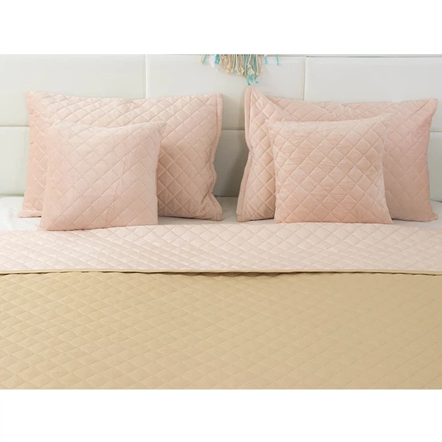 Двустороннее декоративное покрывало Руно Velour Apricot ромб 150х220 см персиковое - Фото 9 Двустороннее декоративное покрывало Руно Velour Apricot ромб 150х220 см персиковое - изображение 9