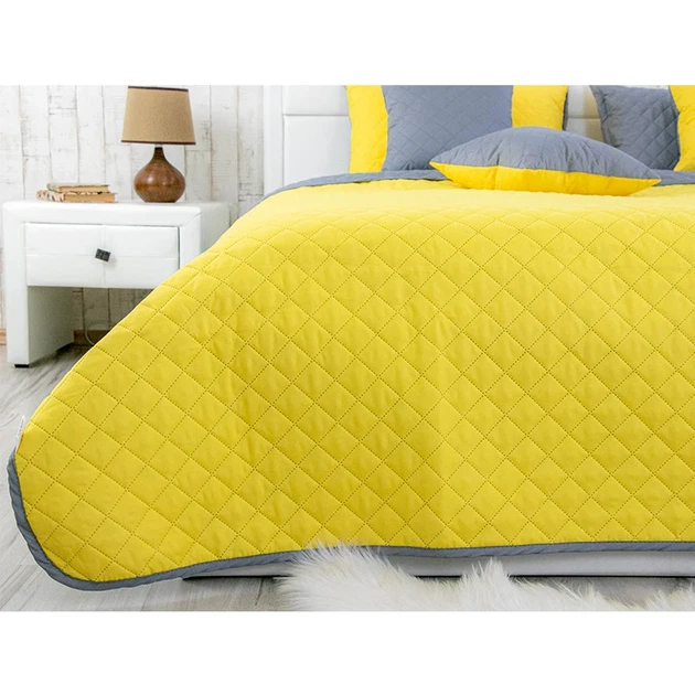 Двустороннее декоративное покрывало Руно Yellow Grey 150х212 см жёлтое - изображение 4