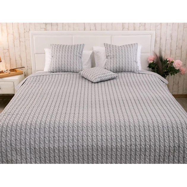 Двустороннее декоративное покрывало Руно Grey Braid 150х212 см серое - Фото 3 Двустороннее декоративное покрывало Руно Grey Braid 150х212 см серое - изображение 3