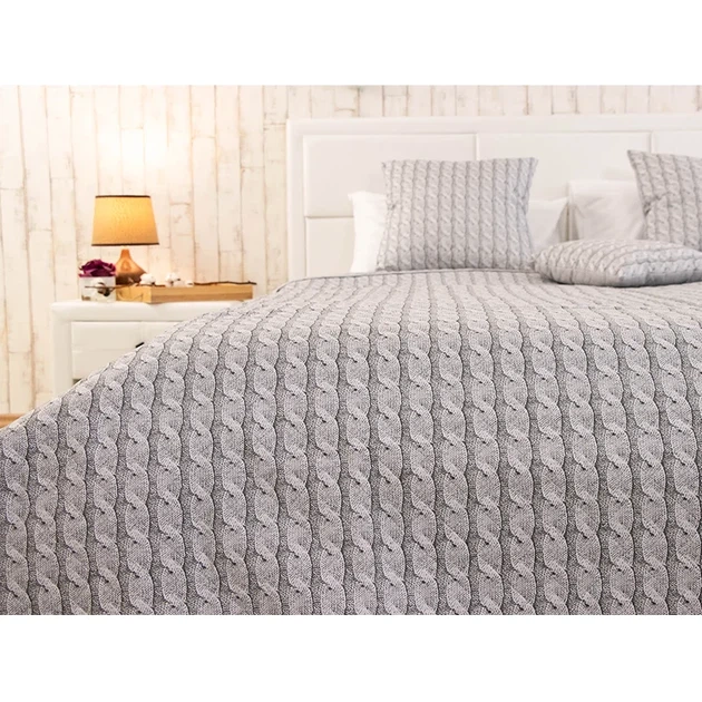 Двустороннее декоративное покрывало Руно Grey Braid 150х212 см серое - Фото 5 Двустороннее декоративное покрывало Руно Grey Braid 150х212 см серое - изображение 5