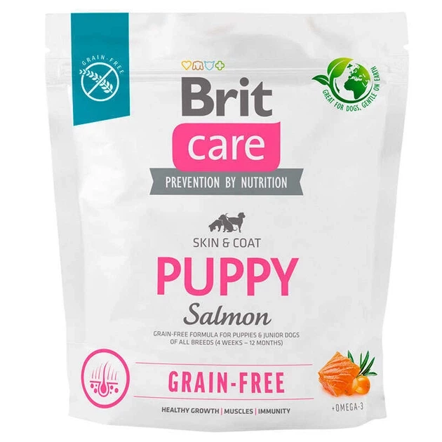 Сухий беззерновий корм для цуценят Brit Care Dog Grain-free Puppy з лососем, 1 кг - Фото 1 Сухий беззерновий корм для цуценят Brit Care Dog Grain-free Puppy з лососем, 1 кг - изображение 1