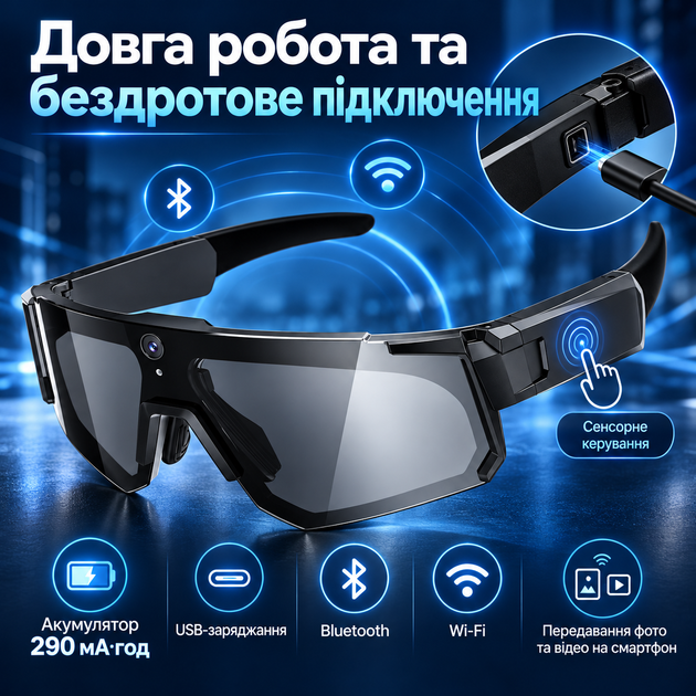 Розумні окуляри з камерою 8 Мп та AI-перекладом у реальному часі - зображення 2