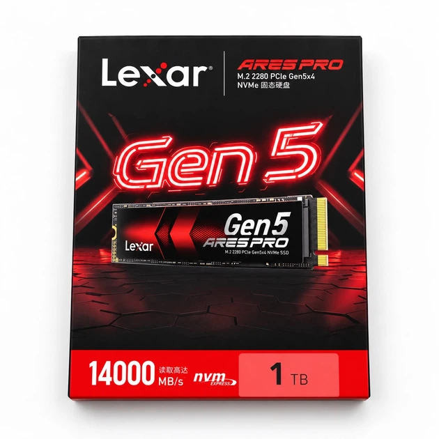 Накопичувач Lexar ARES PRO Gen5 1TB надшвидкий SSD нового покоління - Фото 1 Накопичувач Lexar ARES PRO Gen5 1TB надшвидкий SSD нового покоління - зображення 1