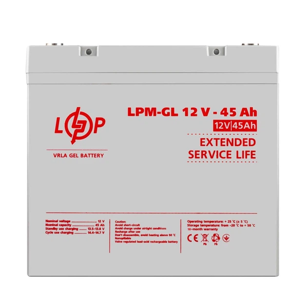 Акумулятор гелевий LPM-GL 12V - 45 Ah - зображення 2