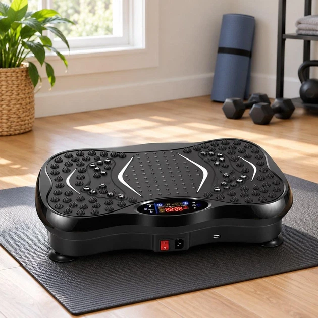Віброплатформа для фітнесу з еспандерами 99 режимів вібрації пульт ДК навантаження до 180 кг для схуднення та масажу - Фото 6 Віброплатформа для фітнесу з еспандерами 99 режимів вібрації пульт ДК навантаження до 180 кг для схуднення та масажу - зображення 6