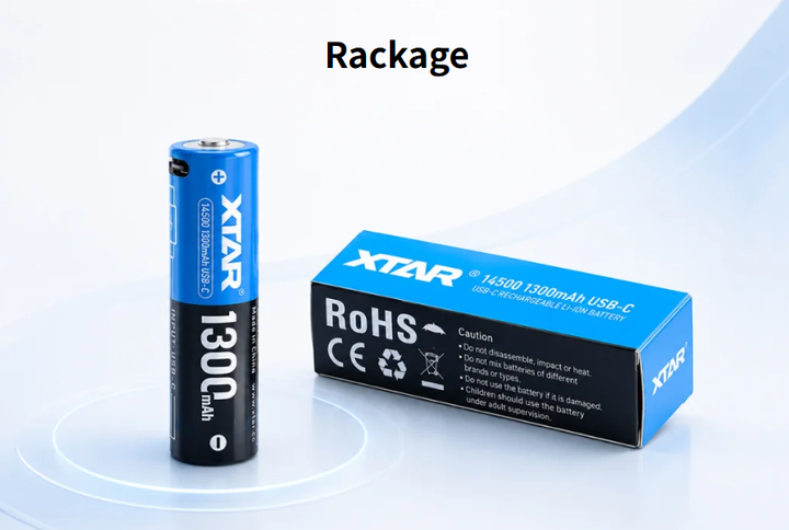 Аккумулятор 14500 Xtar Li-Ion 1300mAh USB-C, 1300mAh, 3A, 3.6V, Button Top, Box - Фото 7 Аккумулятор 14500 Xtar Li-Ion 1300mAh USB-C, 1300mAh, 3A, 3.6V, Button Top, Box - изображение 7