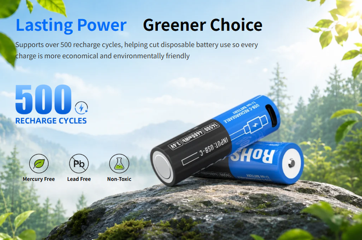 Аккумулятор 14500 Xtar Li-Ion 1300mAh USB-C, 1300mAh, 3A, 3.6V, Button Top, Box - Фото 12 Аккумулятор 14500 Xtar Li-Ion 1300mAh USB-C, 1300mAh, 3A, 3.6V, Button Top, Box - изображение 12