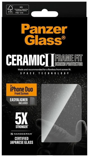 Szkło ceramiczne na ekran zewnętrzny Apple iPhone Duo PanzerGlass Ceramic Sub Frame Fit z EasyAligner (PG93051) - obraz 6