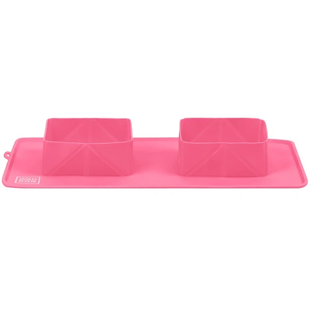 Складная двойная миска для собак WAUDOG Silicone 38,5 × 23 × 5 см розовая - изображение 2
