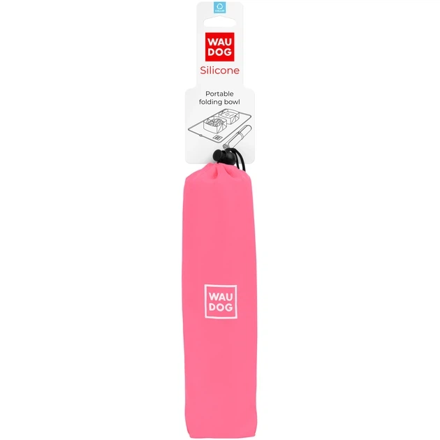 Складная двойная миска для собак WAUDOG Silicone 38,5 × 23 × 5 см розовая - изображение 3