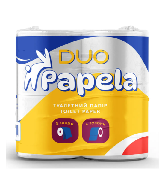 Туалетний папір Papela Duo двошаровий 4 рулони по 120 відривів 4820270940341