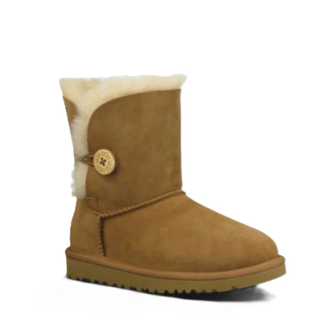 Дитячі уггі для дівчинки Середні Замша коричневі з Гудзиком Ugg Bailey Button Chestnut (30, коричневий) - зображення 3