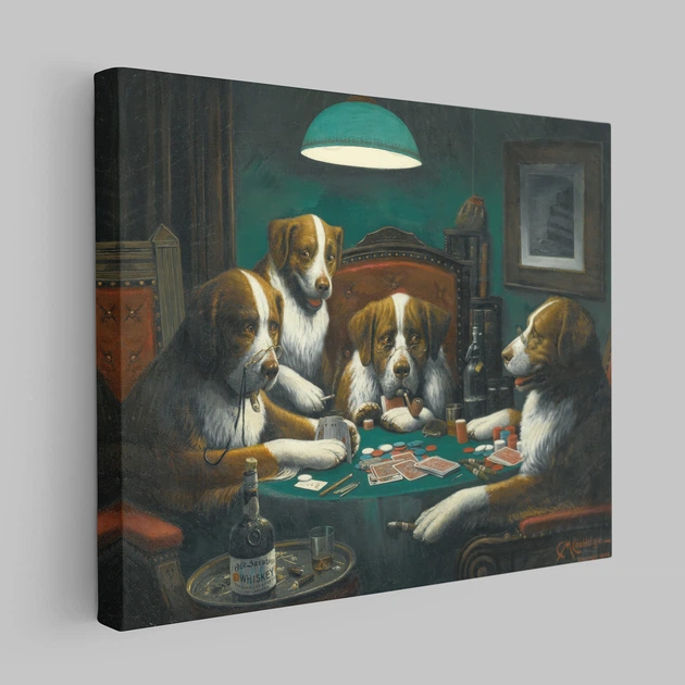 Інтер'єрна картина Собаки грають у покер, Кассій Кулідж, Cassius Coolidge, Dogs Playing Poker, інтер'єрний декор, 48×60 см (id1001) - зображення 3