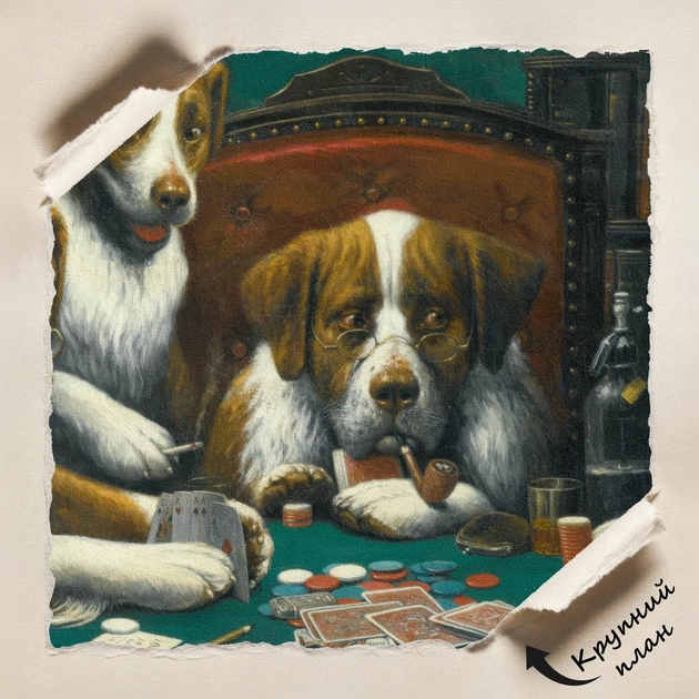 Інтер'єрна картина Собаки грають у покер, Кассій Кулідж, Cassius Coolidge, Dogs Playing Poker, інтер'єрний декор, 48×60 см (id1001) - зображення 7