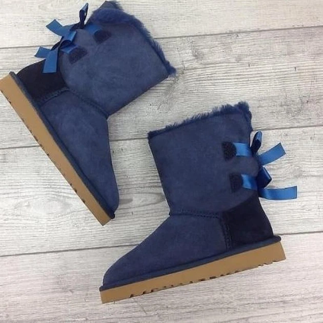 Жіночі уггі Середні Замшеві Сині з Бантами UGG Bailey Bow II Navy Suede (36, синій) - изображение 8
