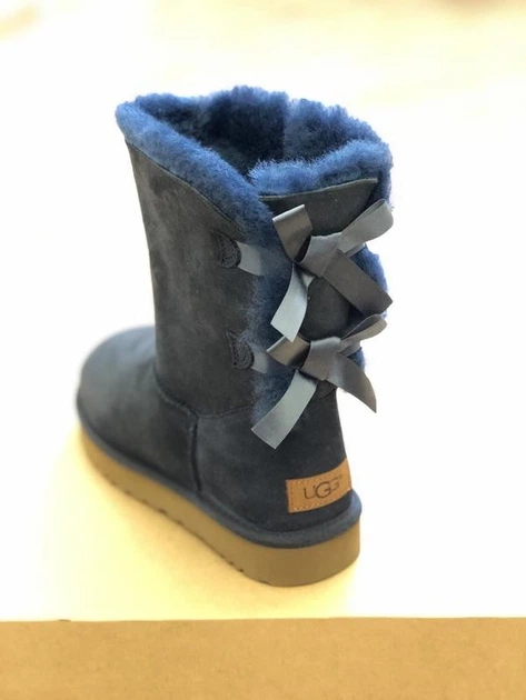 Жіночі уггі Середні Замшеві Сині з Бантами UGG Bailey Bow II Navy Suede (36, синій) - изображение 9